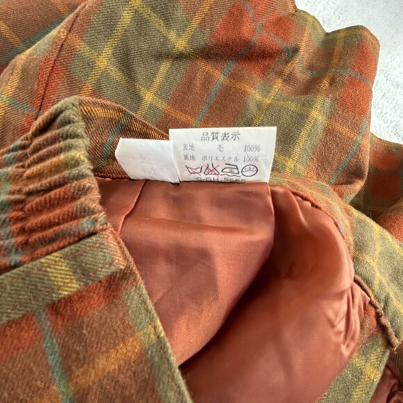 Women’s Checkered High Waist Pleated Shorts Red Brown Casual Lined Pockets 64-68 - Picture 4 of 12